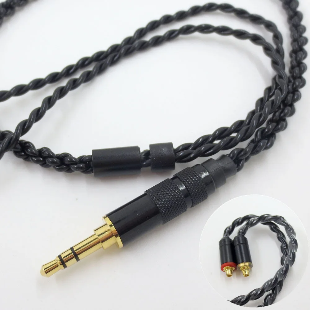 MMCX интерфейс короткая линия SE215 SE535 SE846 UE900 W40 W60 Универсальный посеребренный кабель для наушников (60-70 см)