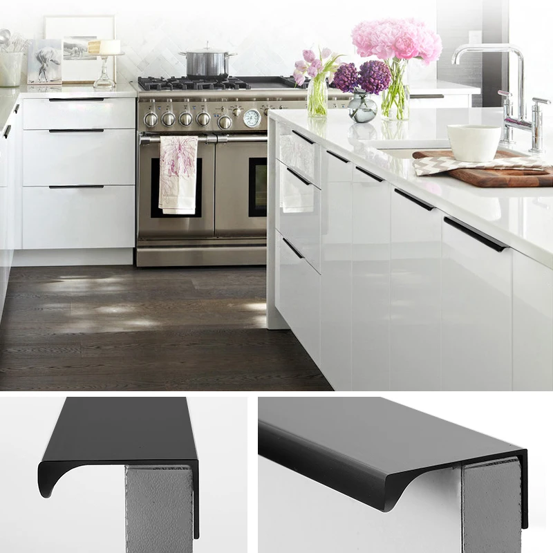 AOBT Gold Invisible Kitchen Furniture Handle 120mm Cabinet Storage Wardrobe Dressers Door Dark Pulls Hidden Bedroom Knobs