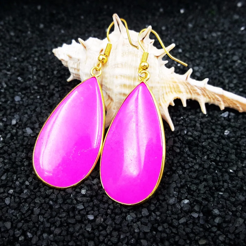 LiiJi Unique New Arrival Turkey Pink Turquoises  Long Drop Earrings