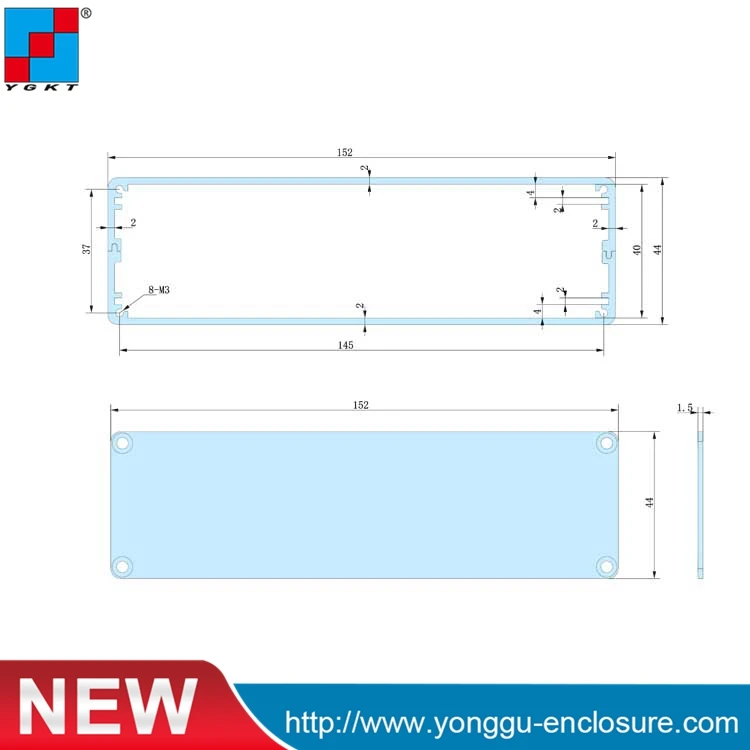 152*44*130 mm (wxhxl) Aluminum extruded electronic housing box as per customer\'s drawing