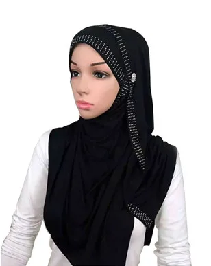 CJ62  Fashion muslim hijabs Hot fix women scarf bandana rhinestone Cozy ladies scarves high quality shawl scarf(with out brooch)