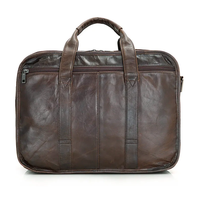 Maletín Vintage de cuero genuino A4 para hombre, maletín ejecutivo de 15,6 pulgadas, bolsas de mensajero, Cartera de viaje de negocios, M7093