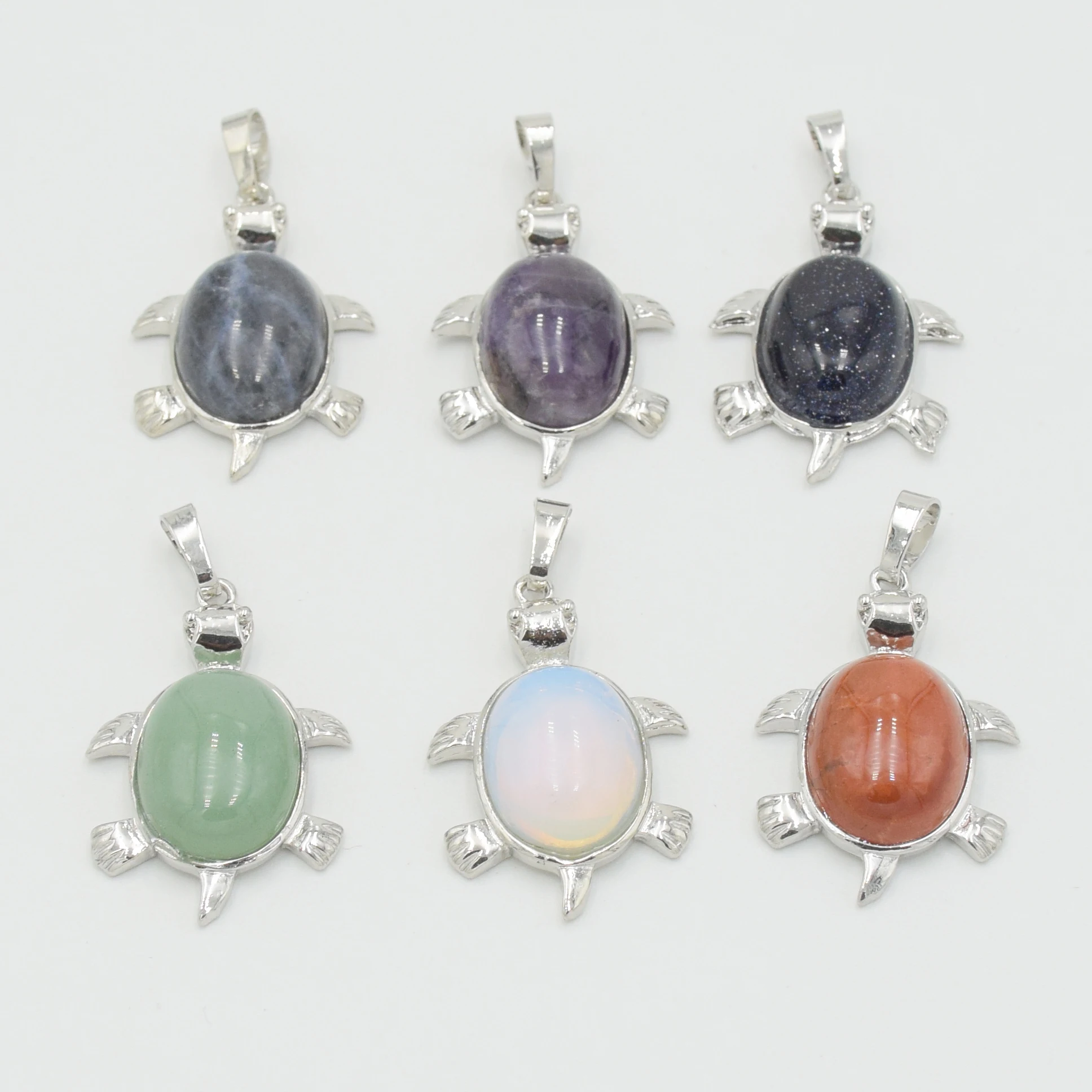Cute Lovely Tortoise Necklace Pendant Natural Stone Bead Purple Rose Pink Quartz Turtle Charms Pendant For Women Jewerly Making