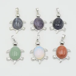 Cute Lovely Tortoise Necklace Pendant Natural Stone Bead Purple Rose Pink Quartz Turtle Charms Pendant For Women Jewerly Making