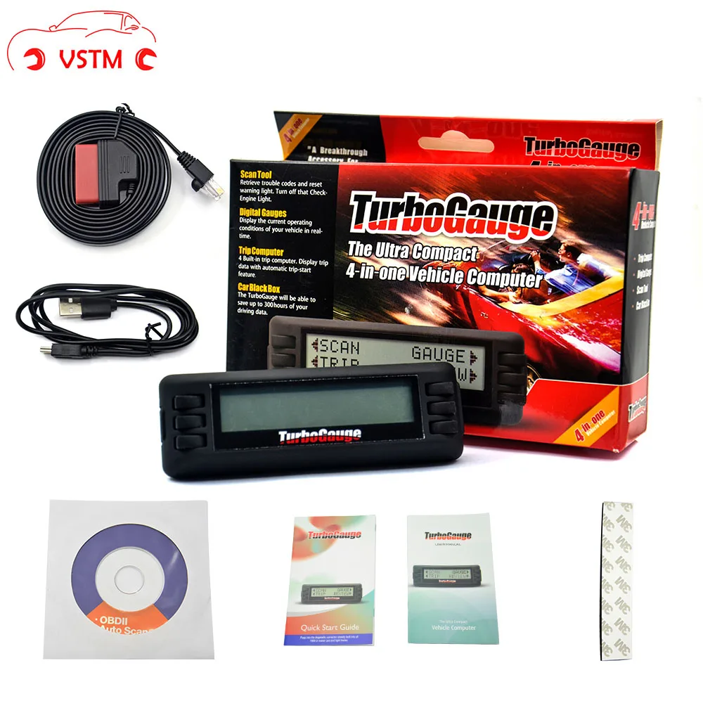 

Turbogauge IV 4-in-1 Vehicle Computer OBDII/EOBD Car Trip Computer Digital Gauges Scan Gauge Car Scan Tool