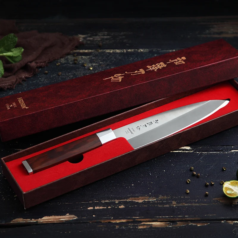 HEZHEN 180mm Deba Knife X9Cr18MoV Stainless Steel Cuisine Carving Tuna Salmon Sushi Sashimi Knife Kitchen Knives Cutting Tool