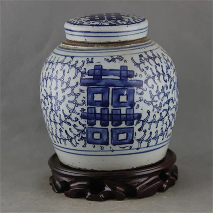 

#6 antique QingDynasty porcelain jar,Blue&White Wishful pot,,Hand-painted crafts,Decoration,collection & adornment,Free shipping