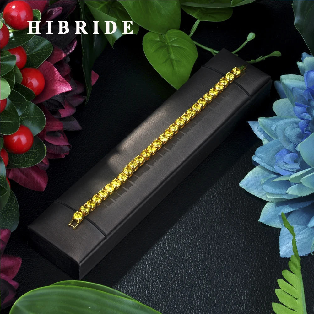 HIBRIDE JEWELRY Brand Luxury Gold-Color AAA Zirconia Charm Bracelets &Bangles For Women Gifts, B-02