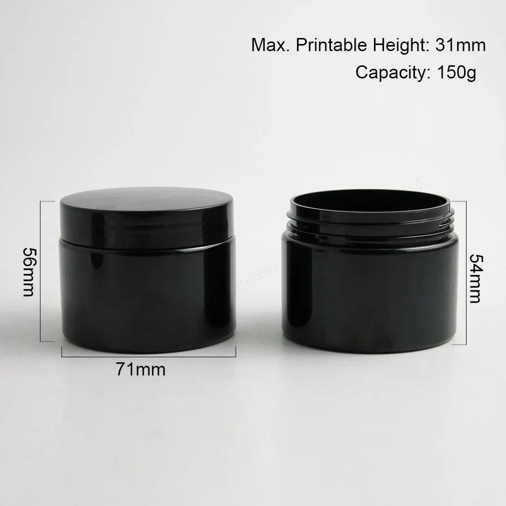 20 x 150g 5oz Black Plastic Jar With Lid Cosmetic jars Empty Cosmetic Containers Sample Containers Cream Jars Cosmetic Packaging