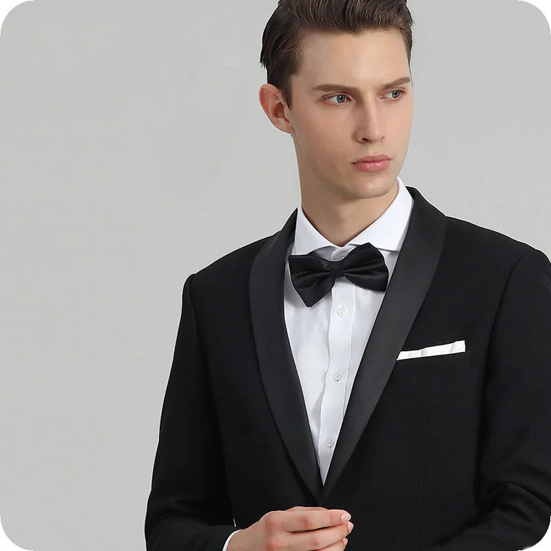 

Black Men Wedding Suits Design Elegent Groomsmen Blazers Shawl Lapel Groom Tuxedos 2Piece Jacket Pants Terno Masculino Costume