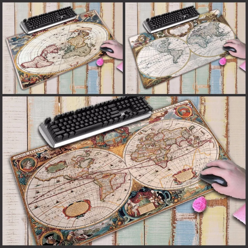 

Mairuig Computer Large mouse pad with 900x400mm size and edge locking world map printings PC mouse mat smooth soft anti-slip