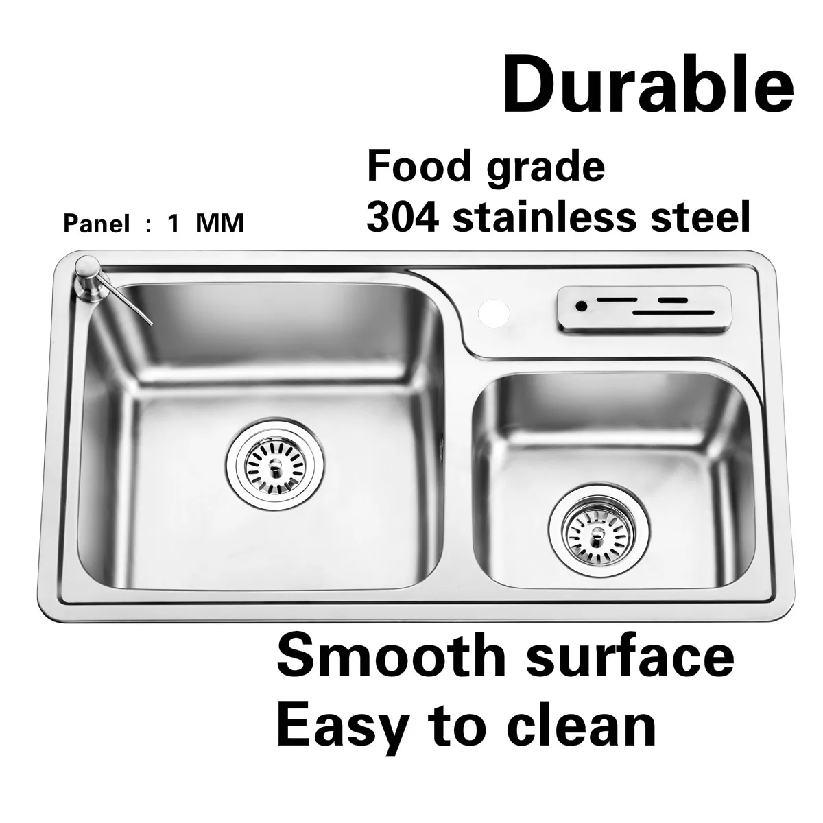 Free shipping Standard fashion individuality kitchen double groove sink 304 food grade stainless steel hot sell big 800x440 MM