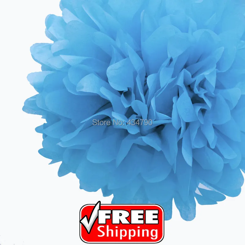 

20pcs 8"(20cm) Blue Tissue Paper Pom Poms-Wedding, Birthday, Baby Shower, Party Decorations, Centerpieces-Choose Your Colors