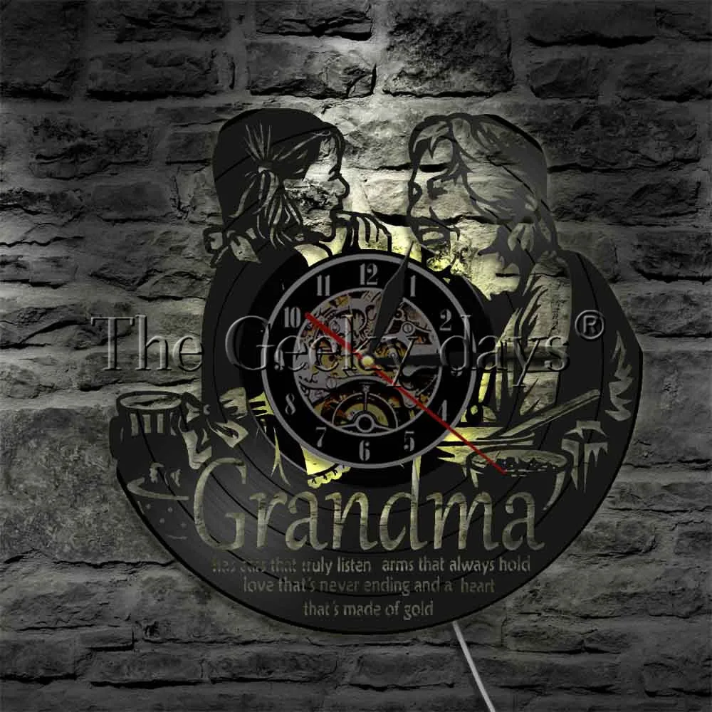 

Grandma's Quote Wall Light Vintage Design Illuminated Wall Clock Grandmother Atmosphere Light Led Wall Sign