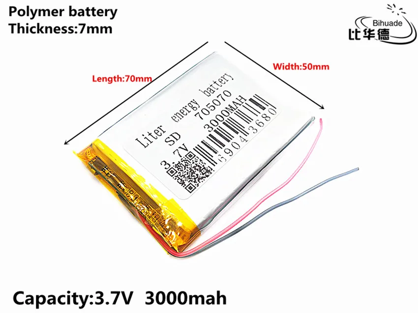 Liter energie batterie Gute Qulity 3,7 V, 3000 mAH 705070 Polymer lithium-ion/Li-Ion batterie für tablet pc BANK, GPS, mp3, mp4