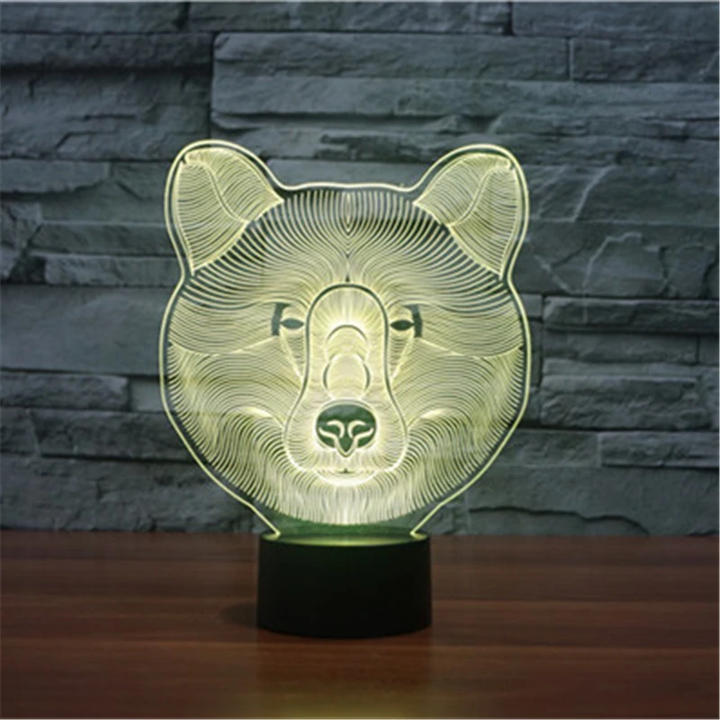 

LED Mood Lamp Cute Animal Polar Bear 3D Effect Nightlight 7Color Changing RGB Touch Table Lamps Home Lighting Kids Bedroom Decor