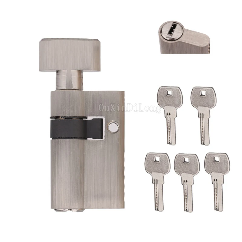 1PCS 51mm Glass Door Single Open Brass Lock Cylinder Home Security Anti-Snap Anti-Drill With 5 Keys JF1848