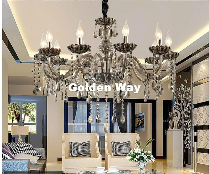 Modern Smokey Crystal Chandelier lighting Smoky Gray Crystal Chandeliers Large Chandelier Lighting Bedroom Living Room Lighting