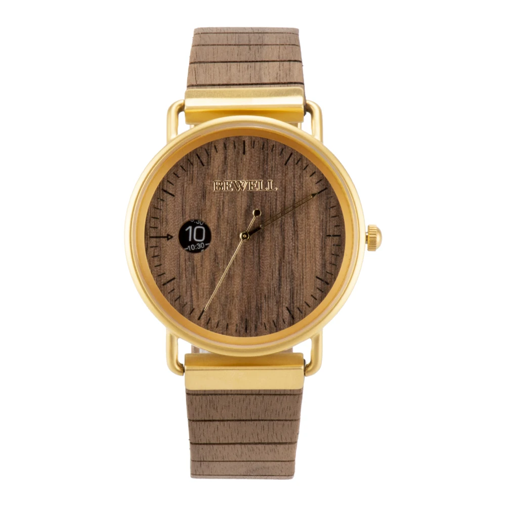 Bewell – montre à Quartz pour hommes et femmes, bracelet en cuir et bois, à la mode