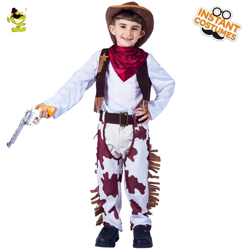 

Kids Western Cool Cowboy Costumes with Hat Halloween Party Party Classical Cowboy Role-play clothing for Boys