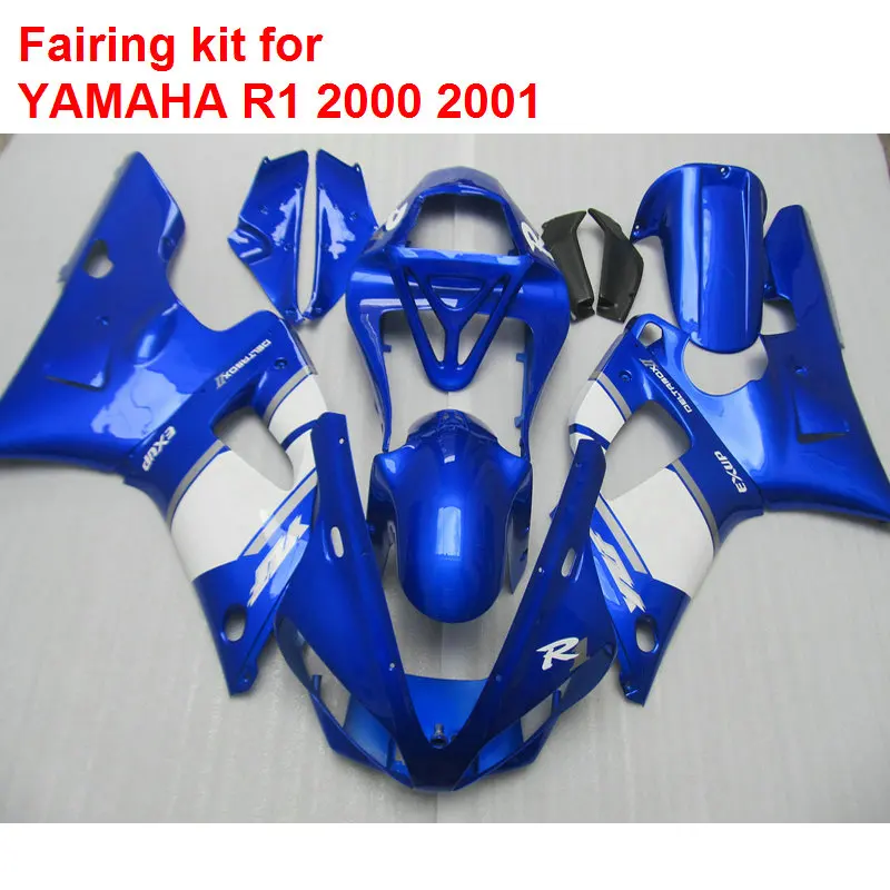 ABS plastic fairings for Yamaha YZF R1 2000 2001 blue white black bodywork parts fairings set R1 00 01 BA59