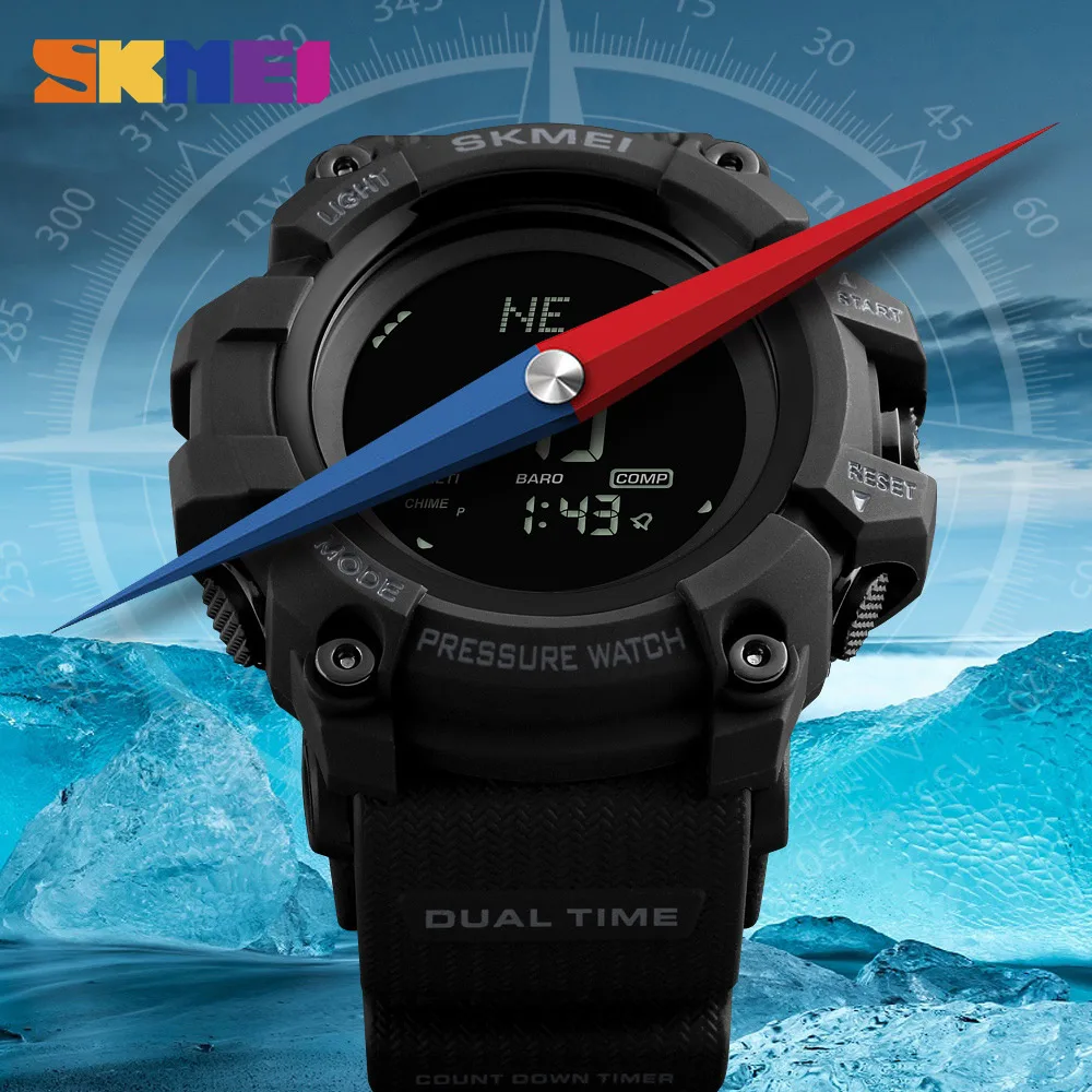 SKMEI Outdoor Watches Mens Pressure Compass Sport Digital Wristwatches Altimeter Weather Tracker Waterproof reloj hombre 1358