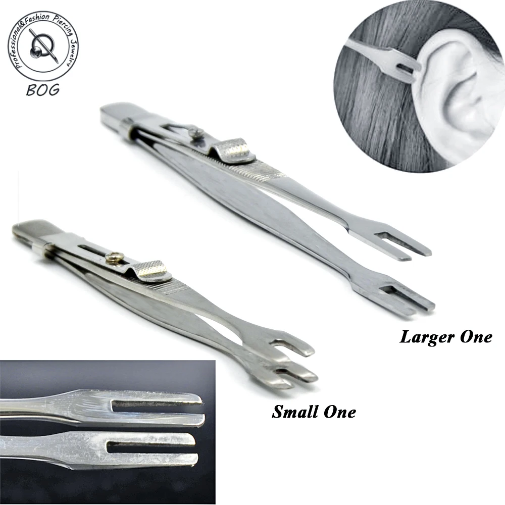 BOG- 1PC Professional Self-locking Body Piercing Ear Lip Ring Holding Tweezers Tools Surgical Steel Puncture Piercing Tools