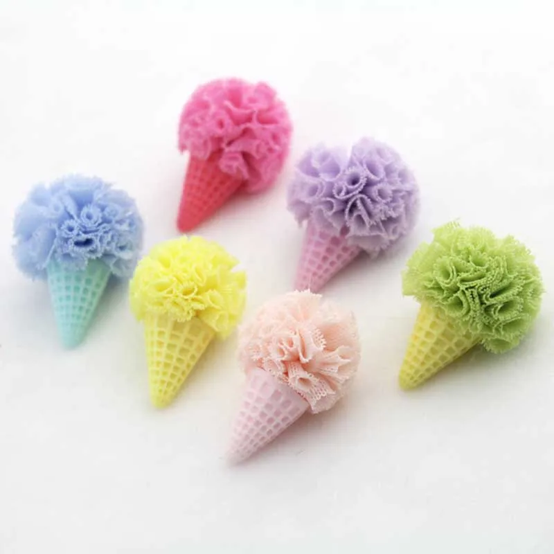 20pcs/lot Mix color 3.2*2.5cm Flower Ball ice cream For Children Hair Accessories and DIY handmde Artificial Flowers