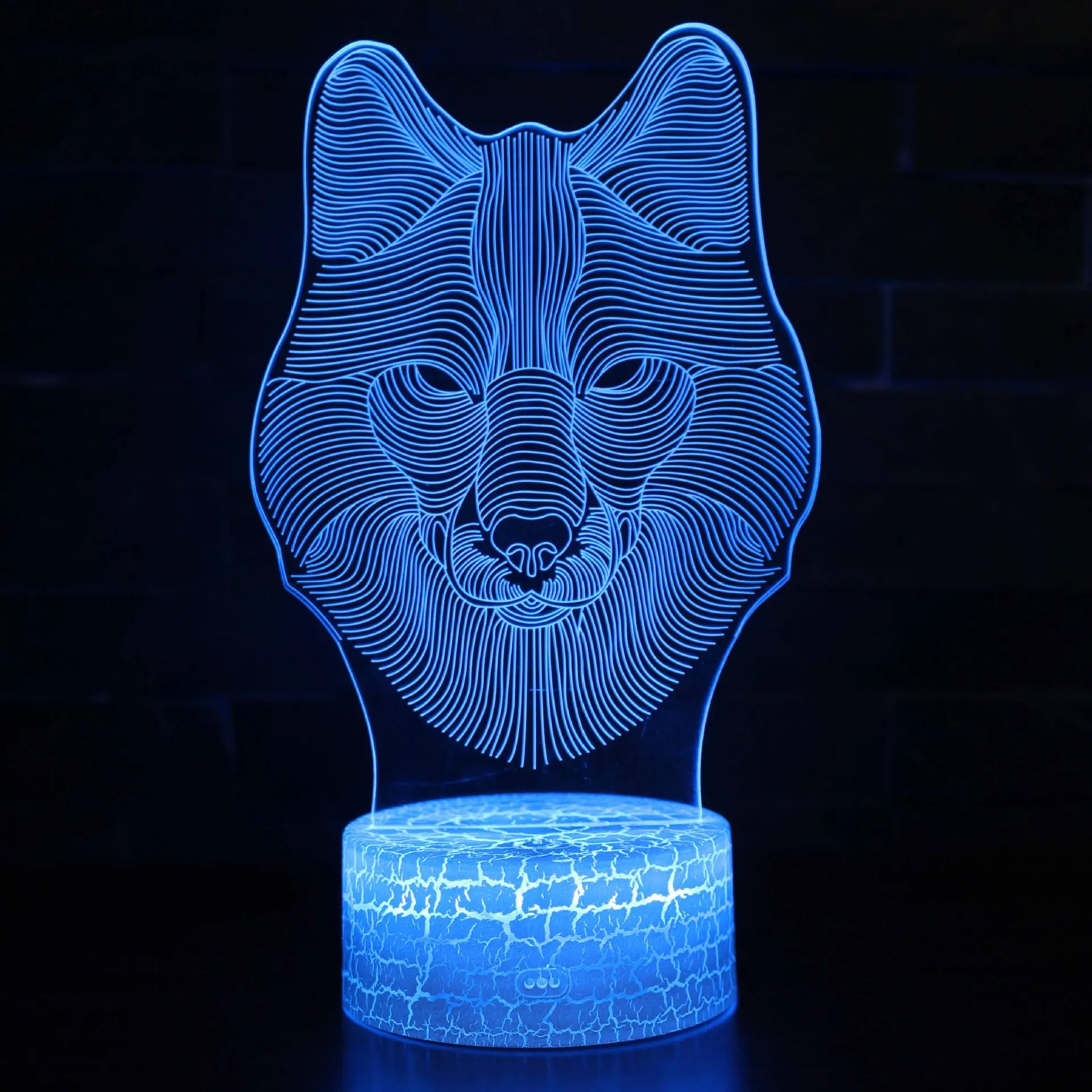 Wolf Head 3d Night Light Led Remote Control Seven Color Touch Novelty Creative Gift 3d Lamp Christmas decorations gift