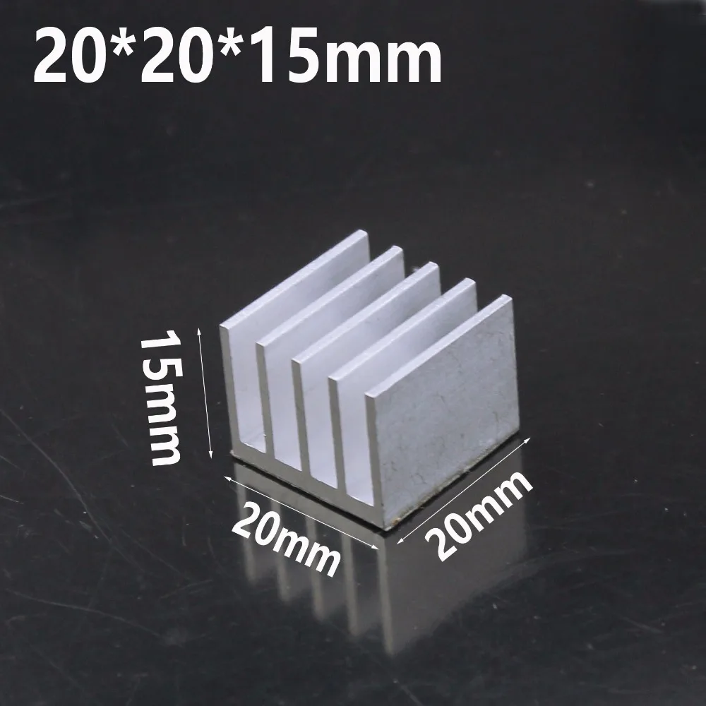 20 Pieces Gdstime Aluminum 20X20X15mm 3M Mini Small IC Chipset Heatsink Silver 20mm x 15mm