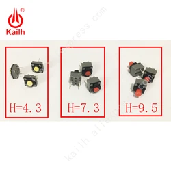 Kailh – Micro-interrupteur carré silencieux, 6x6x4.3/7.3/9.5mm, souris sans fil, DIP, interrupteur tactile