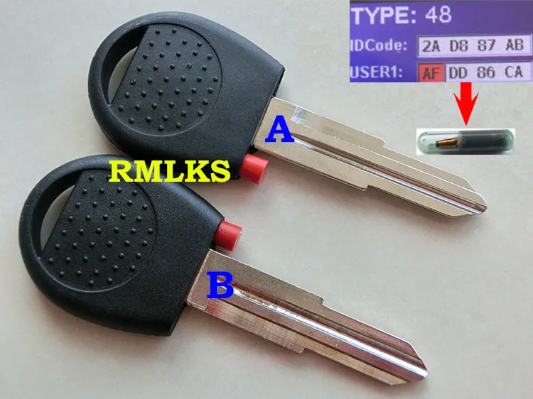 

RMLKS 5pcs/lot New Replacement Transponder Uncut Ignition Chip Car Key Uncut DWO4R Blade ID48 Transponder Chip Key