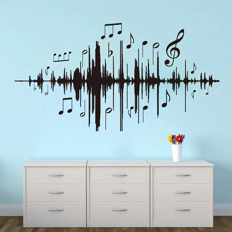 Gabriel Bloor Music Audio Note Wall Decal Musical Frequency Wall Stickers Vinyl For Bedroom Kids Room Nursery Home Decor DA36