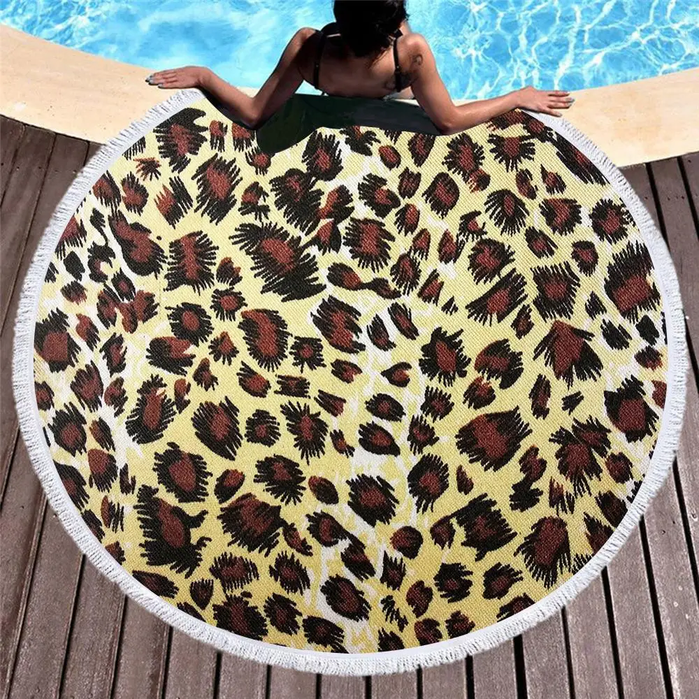 

Beach Towel Blanket Cover-up, Cool Animal Fur, Cheetah Leopard Print, Large Round Swim Spa Surf Sauna,150cm, Drop Shipping