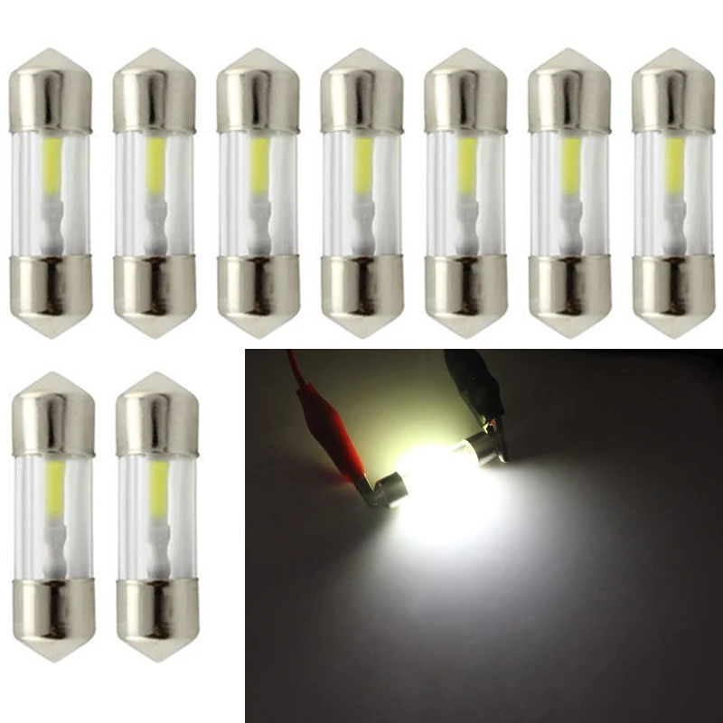 

YSY 10pcs Car Interior LED 31mm 36mm 39mm 41mm C5W COB DC 12V Dome Festoon Dome Reading Head Light White Car Led Light