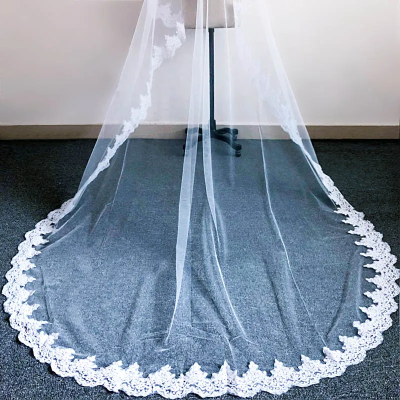 JIERUIZE – voile de mariage avec peigne, voile de mariée à bord en dentelle de 3M, 2019 Long, accessoires de mariage