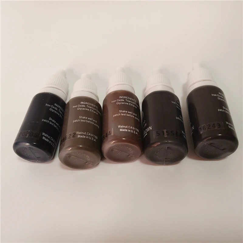 

5pcs tattoo ink dark brown black color eyebrow permanent makeup pigment kit 15ml 1/2oz cosmetic manual micropigment