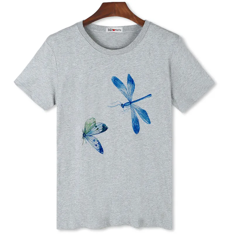 BGtomato Blue dragonfly T-shirt men personality design summer casual Shirts good quality comfortable casual tops Tees