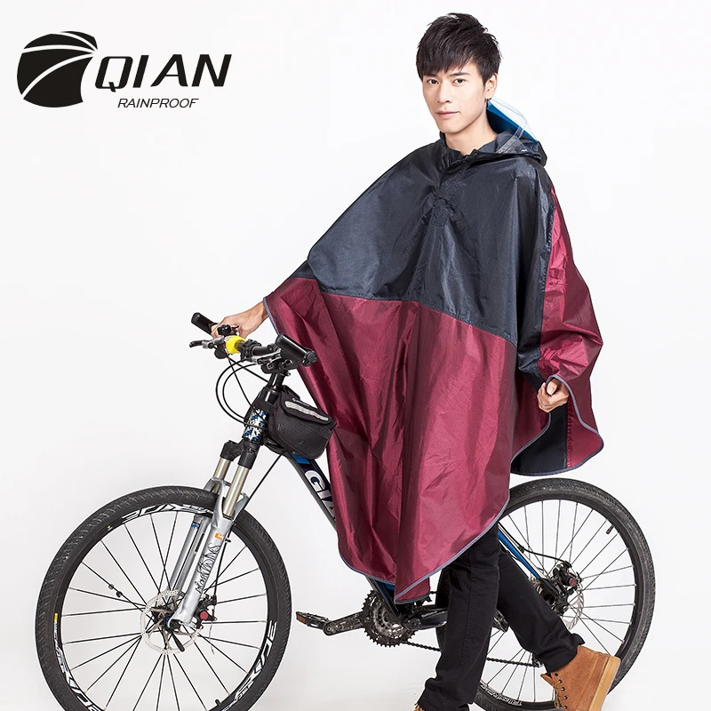 QIAN RAINPROOF Adult Multi-functional Outdoor Poncho Raincoat Thicker Oxford Material Climbing Cycling Travel Equipment Rainwear