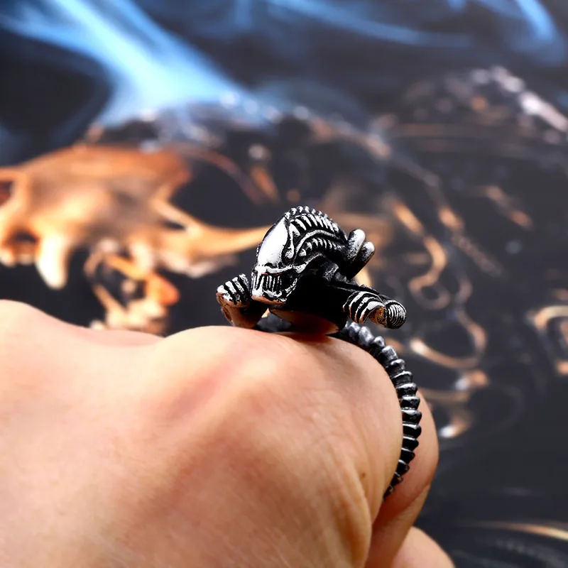 Beier 316L Stainless Steel Alien Predator Finger Rings For Men Gothic Style Movie Jewerly BR8-540