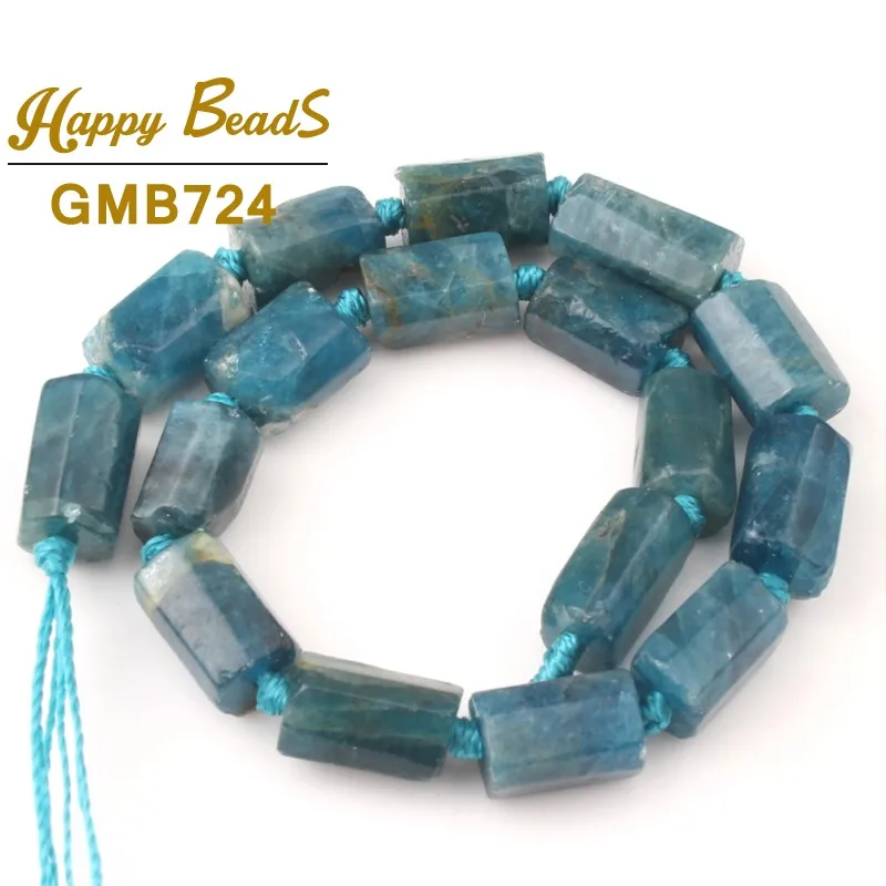 Naturale Sfaccettato Blu Apatite Perline di Pietra Cilindro Branelli del Distanziatore Allentato Per Monili Che Fanno FAI DA TE Dell'orecchino Del Braccialetto 7.5 "Pollici 7x10mm