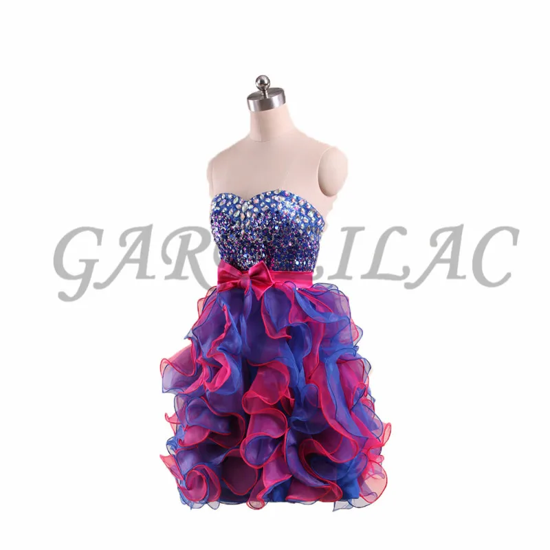 Gardlilac Beaded Sweetheart Homecoming Dress Ball Gown Tulle Ruffle A-line Evening Party Prom Dress Bow Double Layer