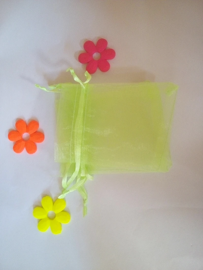 50pcs 9*12cm Light Green Organza Gift Bag Jewelry Packaging Display Bags Drawstring Pouch For Bracelets/necklace Mini Yarn Bag