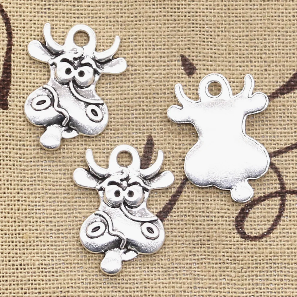 12pcs Charms Milk Cow 23x17mm Antique Silver Color Plated Pendants Making DIY Handmade Tibetan Silver Color Jewelry