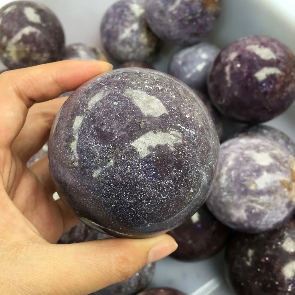 65mm  Natura Purple Mica Ball Quartz Crystal Sphere Chakra Healing Crystal Stone Meditation Mineral Specimen Home