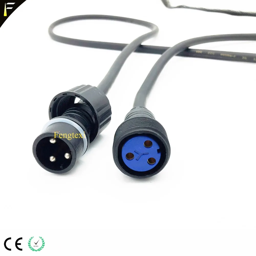 4 Pieces Fits Outdoor Stage PARs DMX Extension/Power Supply Extension/ Power Supply Connect Waterproof 1m/2m/5m/10m Optional