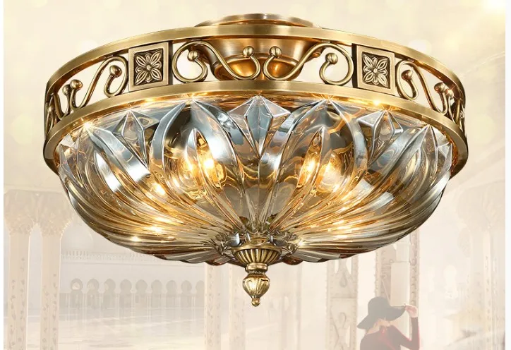 

Free Shipping D42cm H29cm Art Decration 90-265V Bronze Crystal Style Design Ceiling Lamp Copper Luster E27 LED Ceiling Lighting