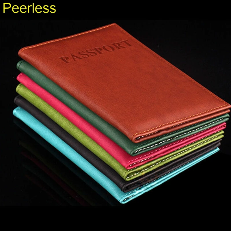 Peerless 6 Colors Leather Women Men Passport Holder Immitation Women Men Card Holder Desk Organizer