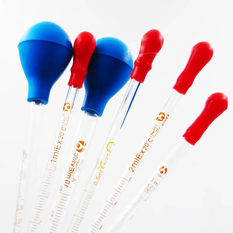 10pcs/Pcak Rubber Head Glass Dropper Pipette Lab Pipet With Scale Line (0.5/1/2/3/5/10ml)