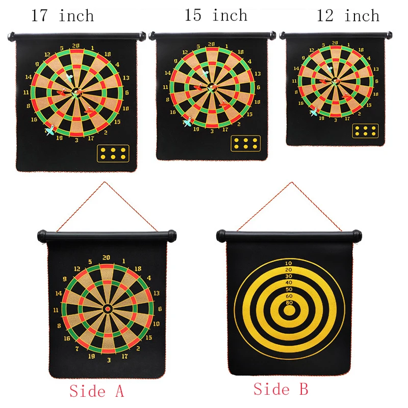 17 Inches Magnetic Dart Board Darts Suit Double Sided Flocking Dartboards Darts Plate of Safety Dart Safety Game Board Toy